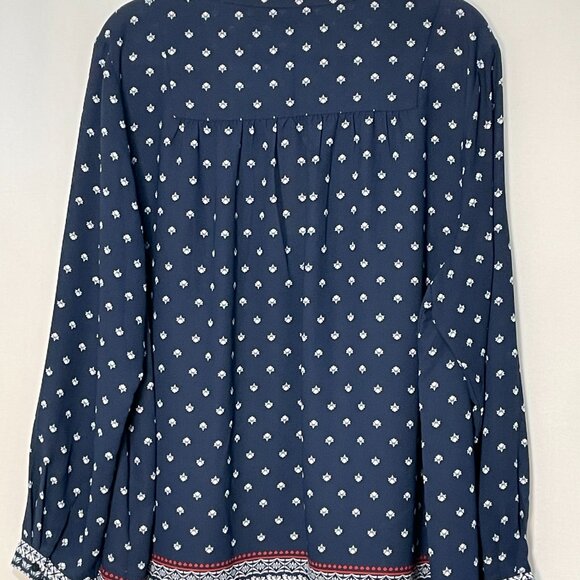 (NWT) NYDJ Pleated Blouse, Navy/White/Red - XL - Picture 4 of 7